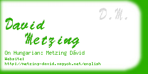 david metzing business card